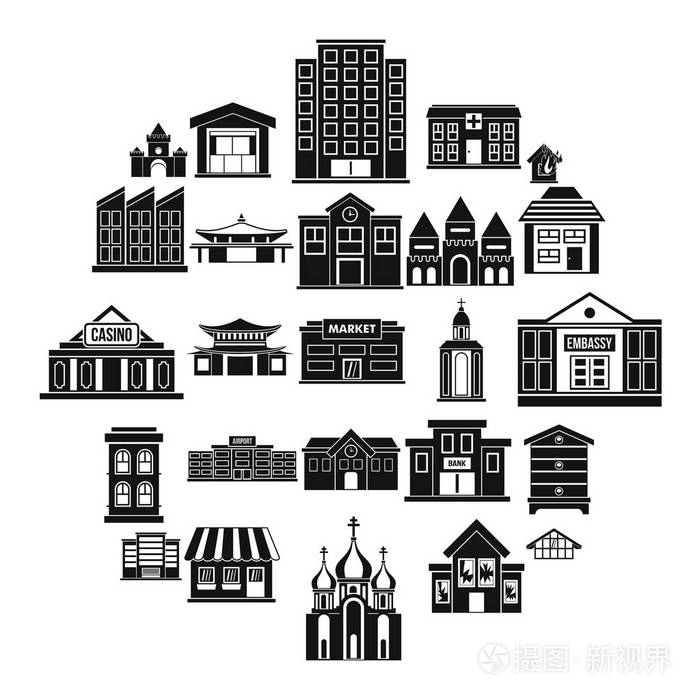 土地发展图标集简单的风格