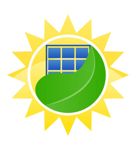 抽象的太阳能发电公司标志图标矢量 logo太阳太阳能logo设计模板.