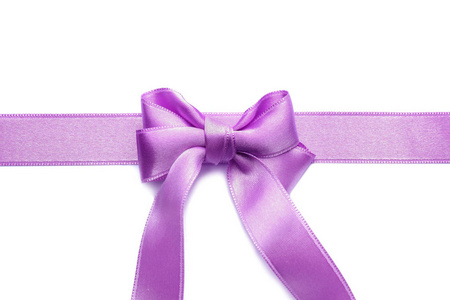 白色背景紫色缎带弓