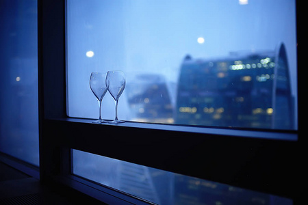 空酒杯餐厅室内服务精美服务玻璃酒杯