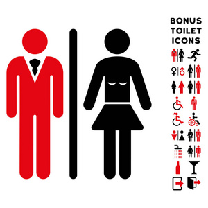 厕所的人平矢量图标和奖金