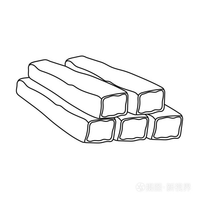 插画 蟹棒在白色背景上孤立的大纲样式图标.肉类象征股票矢量图.eps