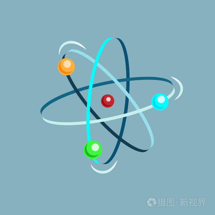 灰色背景上的原子向量等距图标