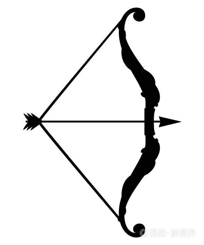 弓武器与箭中世纪和奇幻武器在白色背景查出的平面向量例证