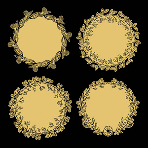 手绘矢量插画荣誉和花环。设计请柬 贺卡 报价单 博客 海报和更多的内容。完美的婚礼帧