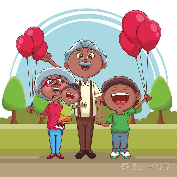 祖父母和孩子们插画-正版商用图片0tc3iw-摄图新视界