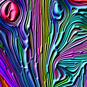 彩色浮雕3d 渲染的抽象设计基于自然形态,艺术造型,设计与装饰的几何