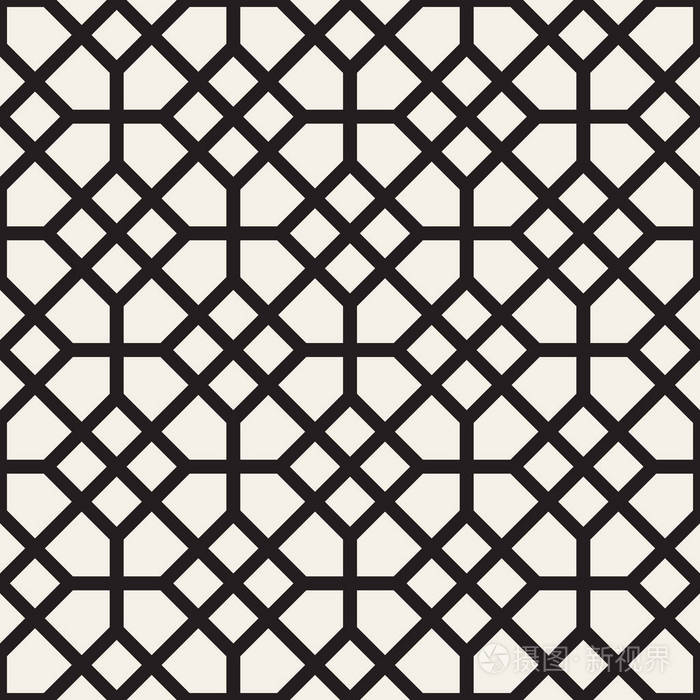 矢量无缝黑色和白色马赛克格子花纹