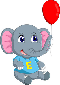 可爱的大象卡通坐的插图照片