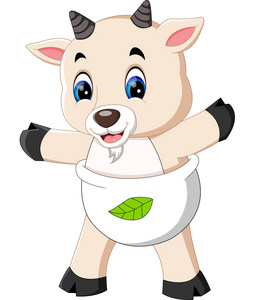 可爱回力卡通山羊的插图照片