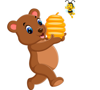 宝贝熊微笑可爱的小宝贝熊卡通的插图照片