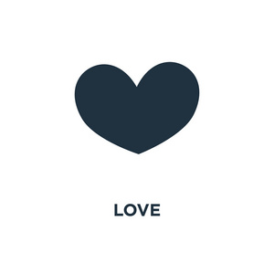 爱的图标。黑色填充矢量图。白色背景上的爱情符号。可用于网络和移动