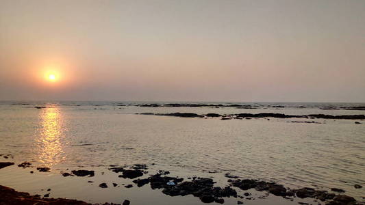 美妙的日落在仲马, 古吉拉特, 印度