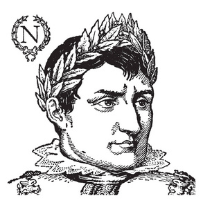 拿破仑为皇帝, 他是法国的皇帝, 复古线画或雕刻插图照片