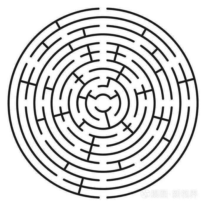 抽象圈子迷宫或迷宫与入口和出口.矢量迷宫243