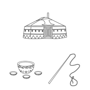 国家蒙古为设计集集合中的图标。区域和标志性的矢量符号股票网页插图