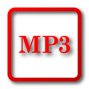 Mp3 图标。白色背景上的互联网按钮