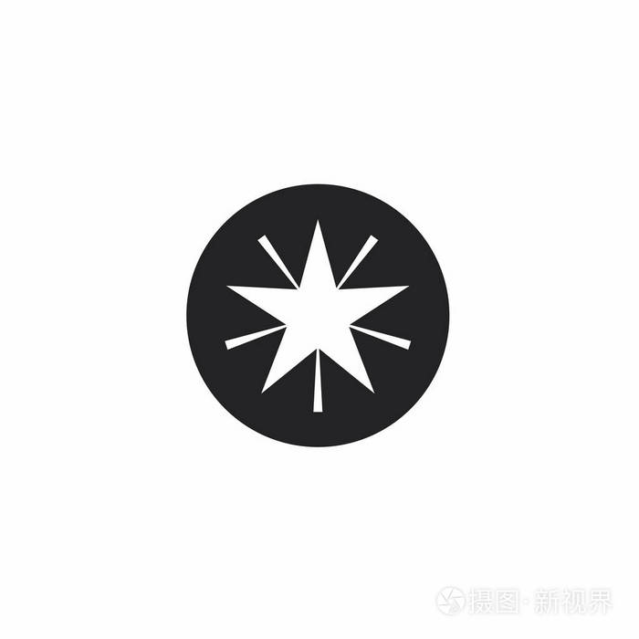 圆形黑白色按钮与圣诞节或新年节日的金星.冬天的象征.