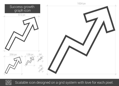 成功增长图表线图标