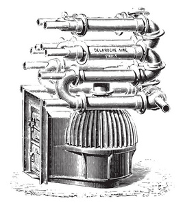 炉用钟翅, 复古刻插图。工业百科全书 E。拉米1875