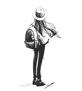 决定, 选择.旅行.矢量插画, 经营理念, 手绘素描.路的开始.