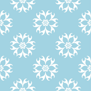 蓝色和白色的花卉装饰品。纺织品和墙纸无缝图案