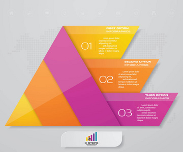 3 步骤金字塔与文本在每个级别上的可用空间。信息图表，演示文稿或广告。Eps10