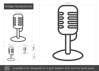 复古麦克风线图标