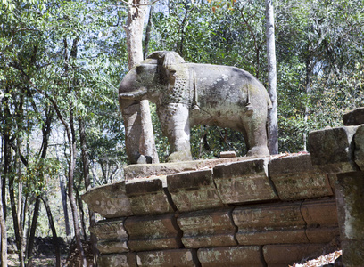 Prasat 达母雷 指 大象庙 废墟在科莫寺建筑群, 暹粒, 柬埔寨