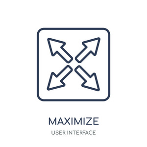 最大化 图标。从用户界面集合中最大化线性符号设计。简单的大纲元素向量例证在白色背景