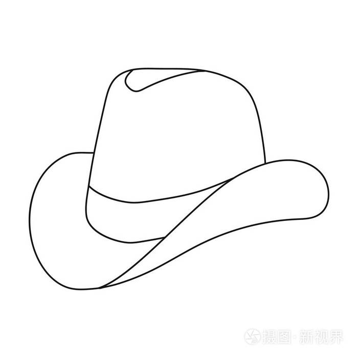 牛仔帽图标在白色背景上孤立的轮廓样式爱国者天象征股票矢量图