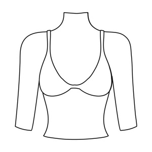 乳腺癌在白色背景上孤立的大纲样式图标。身体象征股票矢量图的一部分