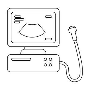 超声波诊断图标在白色背景上孤立的轮廓样式。怀孕象征股票矢量图
