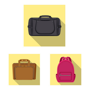 手提箱和行李牌的矢量设计。为网站设置的行李箱和旅行股票符号