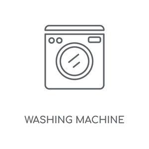 洗衣机线性图标。洗衣机概念行程符号设计。薄的图形元素向量例证, 在白色背景上的轮廓样式, eps 10