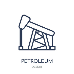 石油线性符号设计从沙漠收集.简单的大纲元素向量例证在白色背景照片