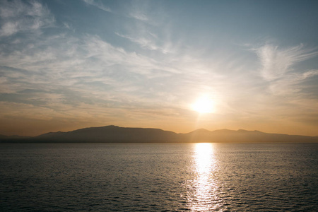 在海在帕罗斯, 爱琴海, 基克拉泽斯, 希腊壮丽的日落美景
