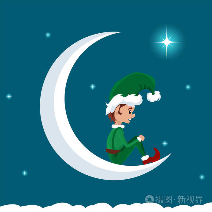 月亮上的圣诞精灵