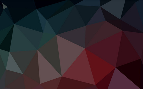 深蓝色, 红色矢量三角形马赛克纹理。带有三角形的抽象样式的彩色插图。全新的横幅模板