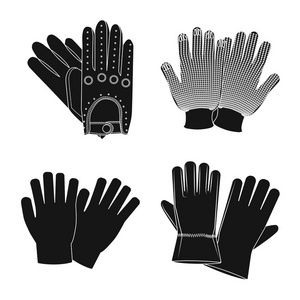 手套和冬季标志的孤立对象。网络手套和设备库存符号集