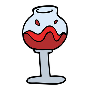 手绘涂鸦风格动画片酒杯葡萄酒