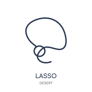 套索图标。套索线性符号设计从沙漠集合。简单的大纲元素向量例证在白色背景