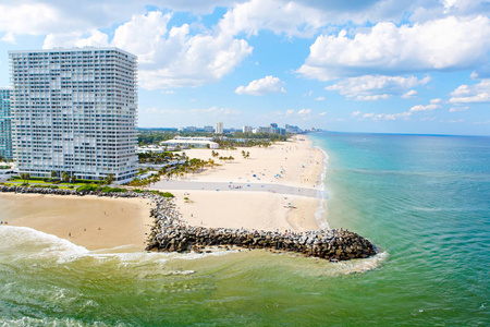 鸟瞰的迈阿密南海滩，佛罗里达州，美国