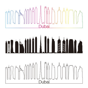 迪拜 V2 天际线直线型，彩虹