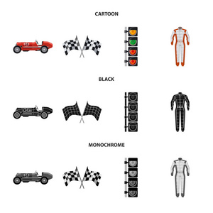 汽车和拉力赛标志的矢量设计。一套汽车和种族股票符号的网站