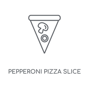 意大利香肠片披萨线性图标。意大利香肠片披萨概念笔画符号设计。薄的图形元素向量例证, 在白色背景上的轮廓样式, eps 10