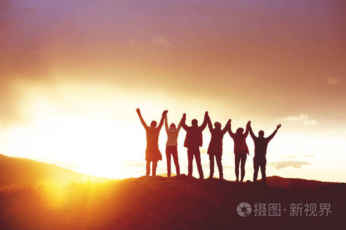 人民剪影.团结,成功,团队或友谊理念