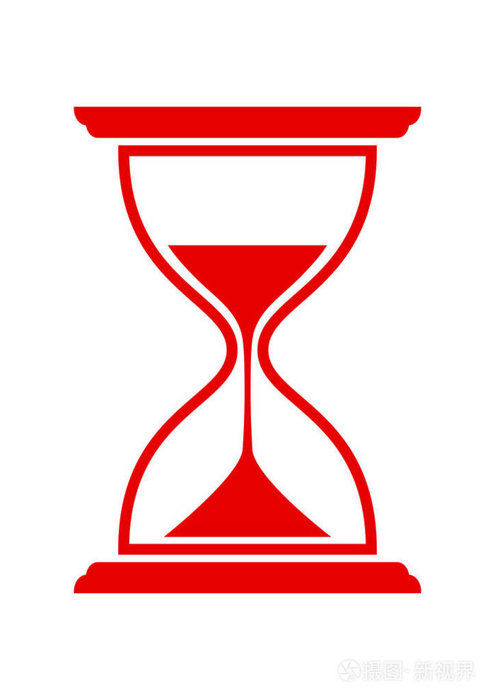 白色背景上的红色沙漏图标