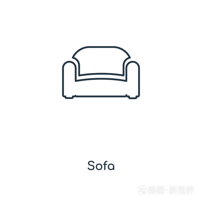 插画 艺术 时尚设计风格的沙发图标.在白色背景上隔离的沙发图标.