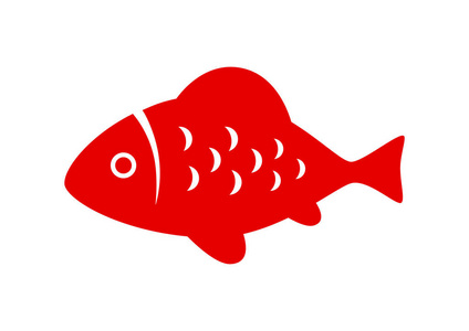 红色的小鱼白色背景上的图标